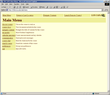 Using the menu on a problem